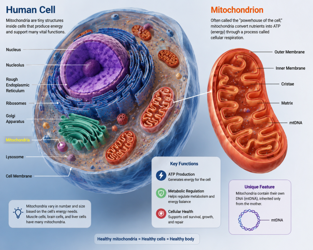 MOTS-C peptide produced inside mitochondria to regulate cellular metabolism.
